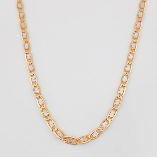 Flat Mariner Chain 4.25g / 24 in / 2.7mm Two-Tone White Rose Gold 18K
