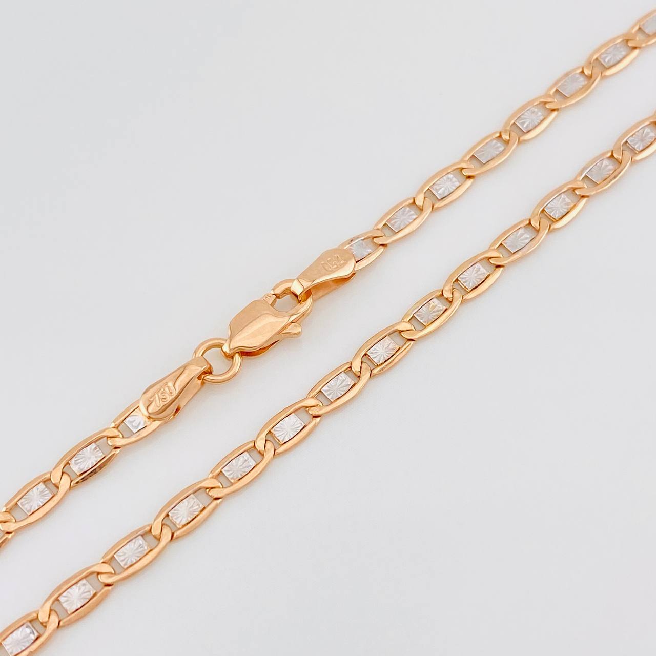 Flat Mariner Chain 4.25g / 24 in / 2.7mm Two-Tone White Rose Gold 18K