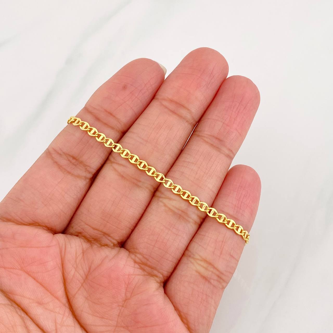 Flat Mariner Bracelet Volga 1.25g / 7 1/2 in / 2.7mm Yellow Gold 18K
