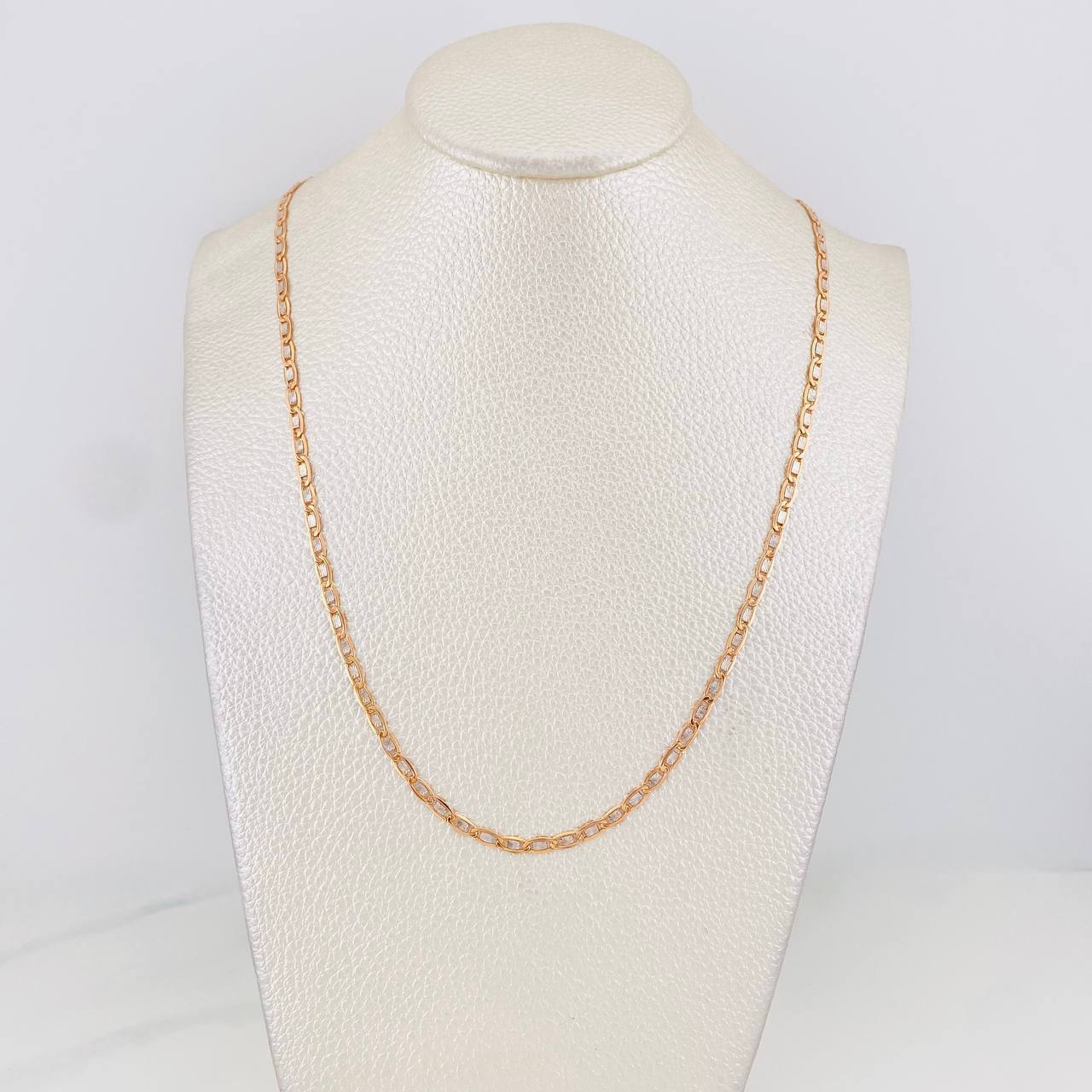 Flat Mariner Chain 4.25g / 24 in / 2.7mm Two-Tone White Rose Gold 18K