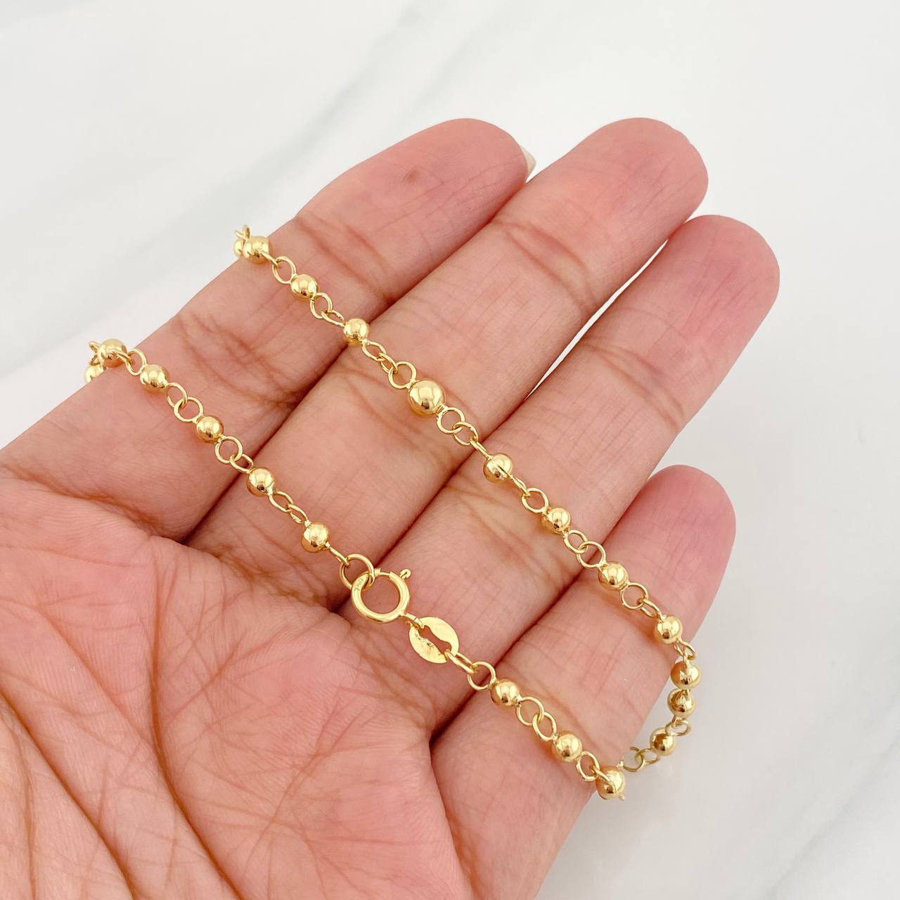 Rosary Miraculous Virgin Cross 7.4g / 18 in / 3mm-4mm Yellow Gold 18K