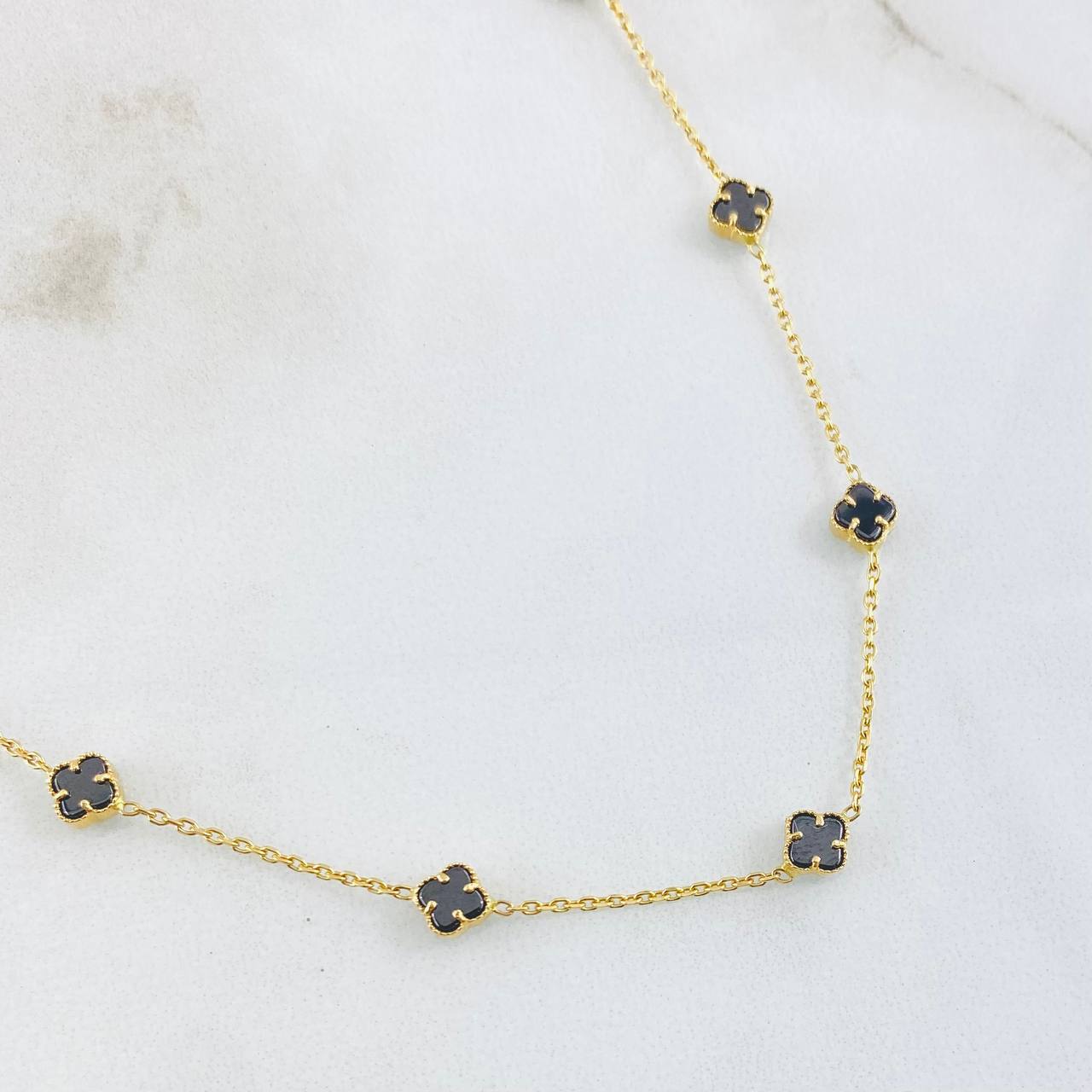Cadena Trebol Negro 5.3gr / 17 in / Oro Amarillo Nac.Esp. 18K