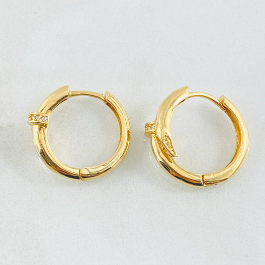 Hoop Earrings Stud 5.15gr / 3/4 in / 18K Gold