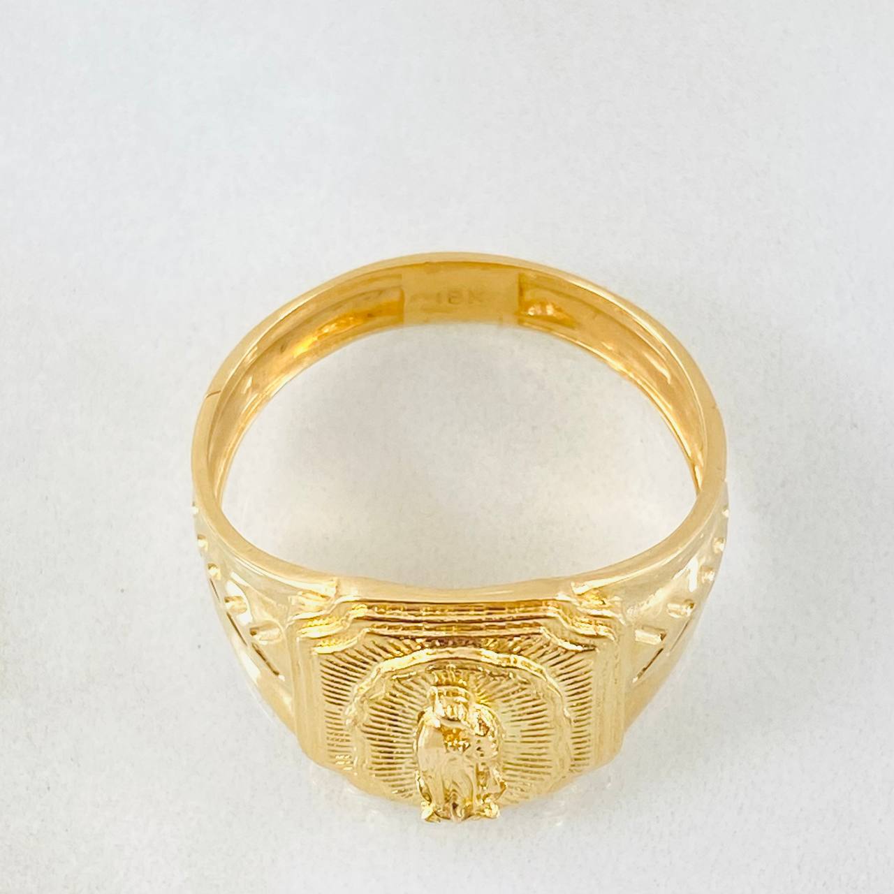 Anillo Virgen Guadalupe Espiga Lineal 7.25gr / T11 1/2 / Oro Amarillo 18K ©
