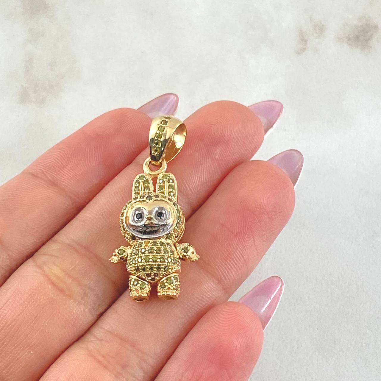 Dije Conejo Sonriente 6.25gr / 1 1/4 in / Dos Oros Amarillo Blanco 18K ©