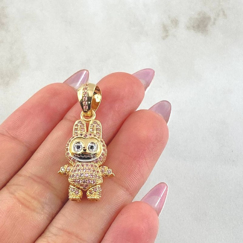 Dije Conejo Sonriente 6.15gr / 1 1/4 in / Dos Oros Amarillo Blanco 18K ©