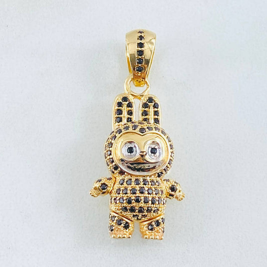 Dije Conejo Sonriente 6.2gr / 1 1/4 in / Dos Oros Amarillo Blanco 18K *