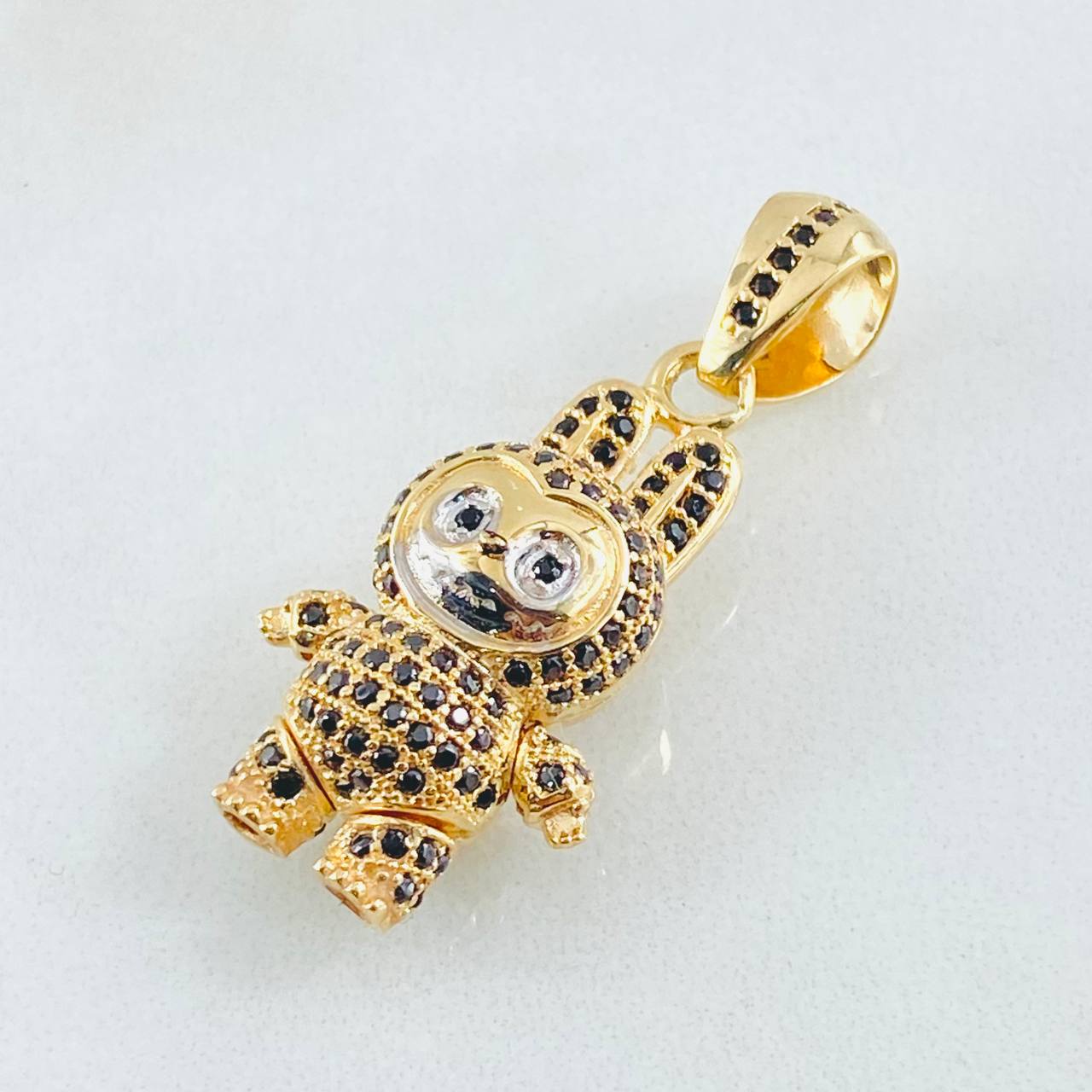 Dije Conejo Sonriente 6.2gr / 1 1/4 in / Dos Oros Amarillo Blanco 18K *
