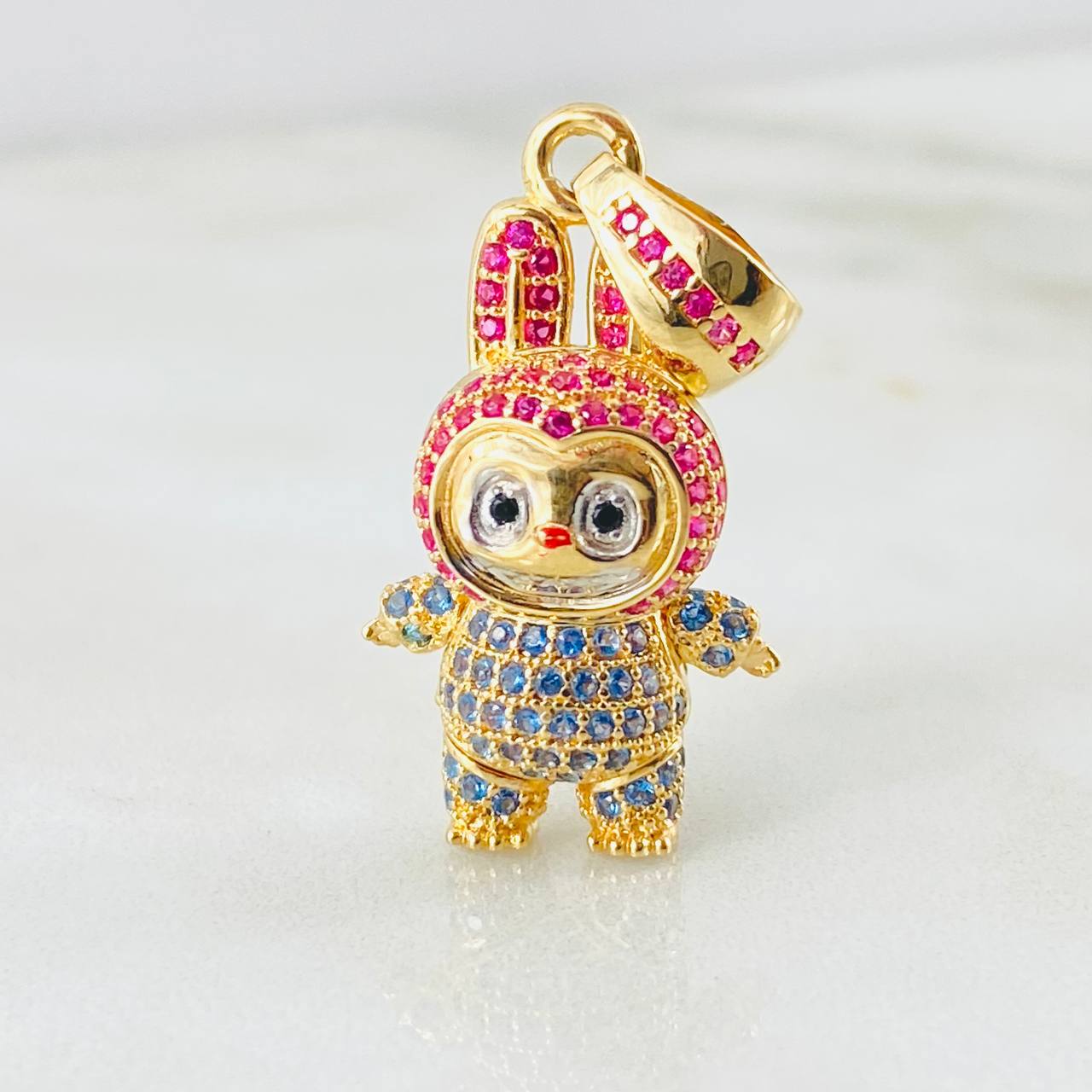 Dije Conejo Sonriente 6.1gr / 1 1/4 in / Dos Oros Amarillo Blanco 18K *