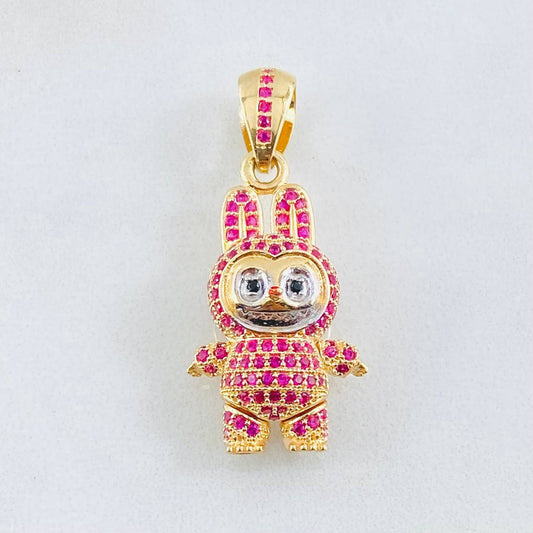 Dije Conejo Sonriente 6.05gr / 1 1/4 in / Dos Oros Amarillo Blanco 18K *