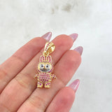Dije Conejo Sonriente 6.05gr / 1 1/4 in / Dos Oros Amarillo Blanco 18K *