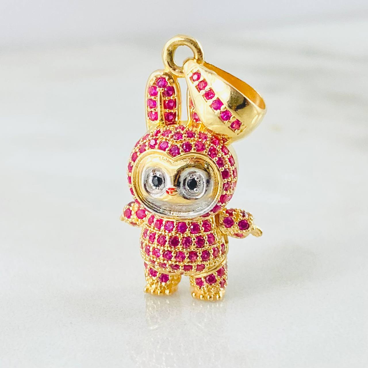 Dije Conejo Sonriente 6.05gr / 1 1/4 in / Dos Oros Amarillo Blanco 18K *