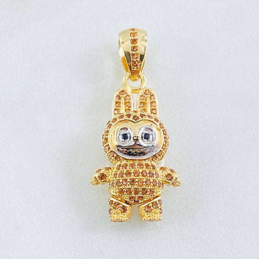 Dije Conejo Sonriente 6.15gr / 1 1/4 in / Dos Oros Amarillo Blanco 18K *