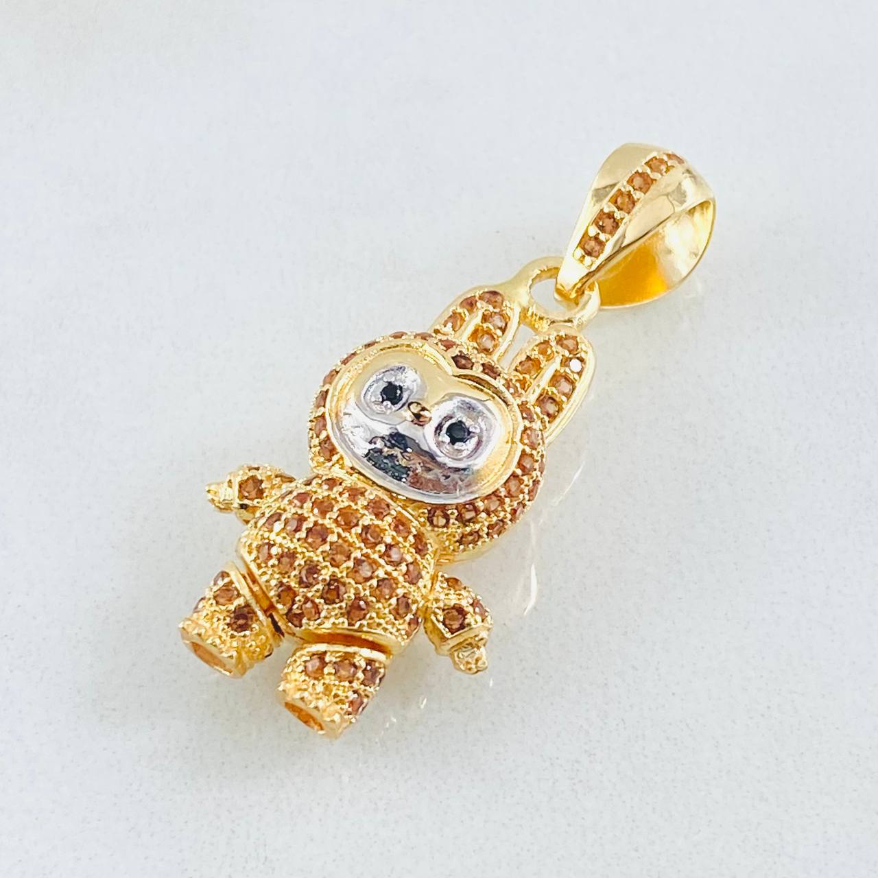 Dije Conejo Sonriente 6.15gr / 1 1/4 in / Dos Oros Amarillo Blanco 18K *
