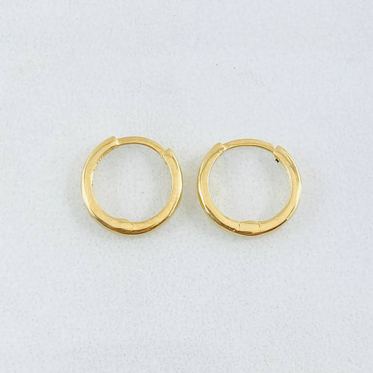 Candongas Carril Liso 1.05gr / 1/2 in / Oro Amarillo 18K *