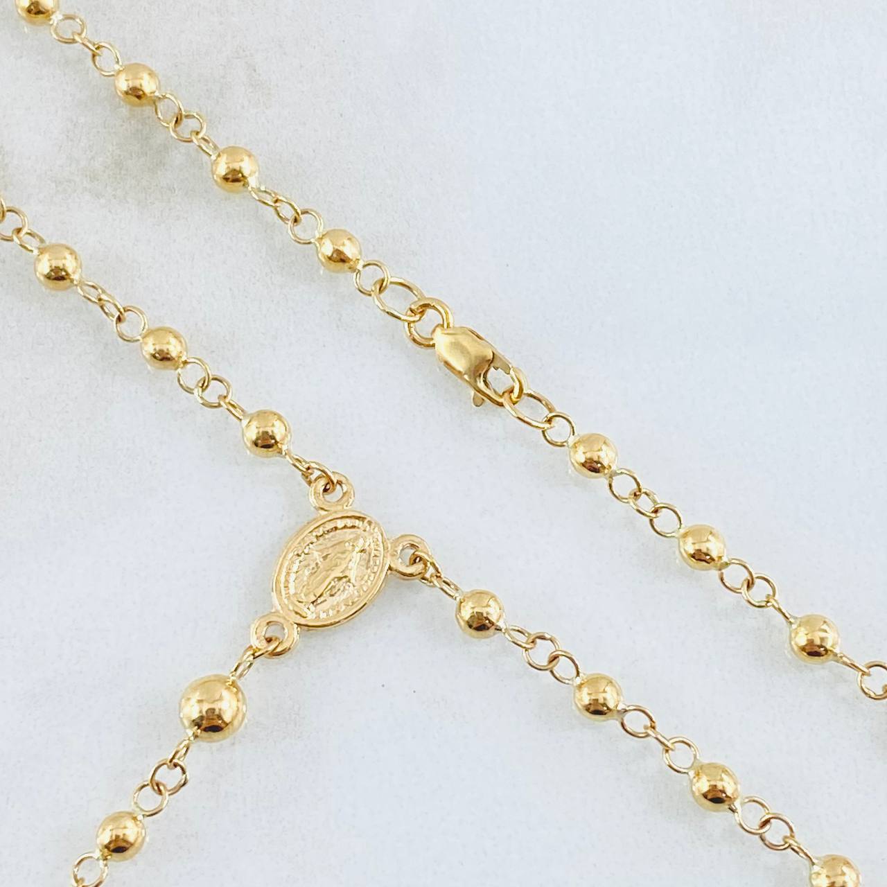 Rosario Virgen Milagrosa 6.4gr / 21 3/4 in / 3mm-4mm Oro Amarillo 18K *