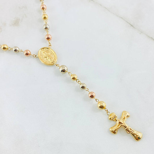 Rosario Virgen Milagrosa 11.95gr / 21 3/4 in / 5mm-6mm Tres Oros 18K *
