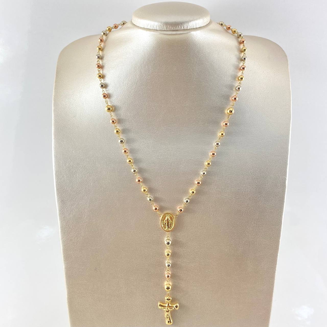 Rosario Virgen Milagrosa 11.95gr / 21 3/4 in / 5mm-6mm Tres Oros 18K *
