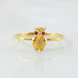 Owl Ring 1.55gr / Size 7 1/4 / 18K Gold