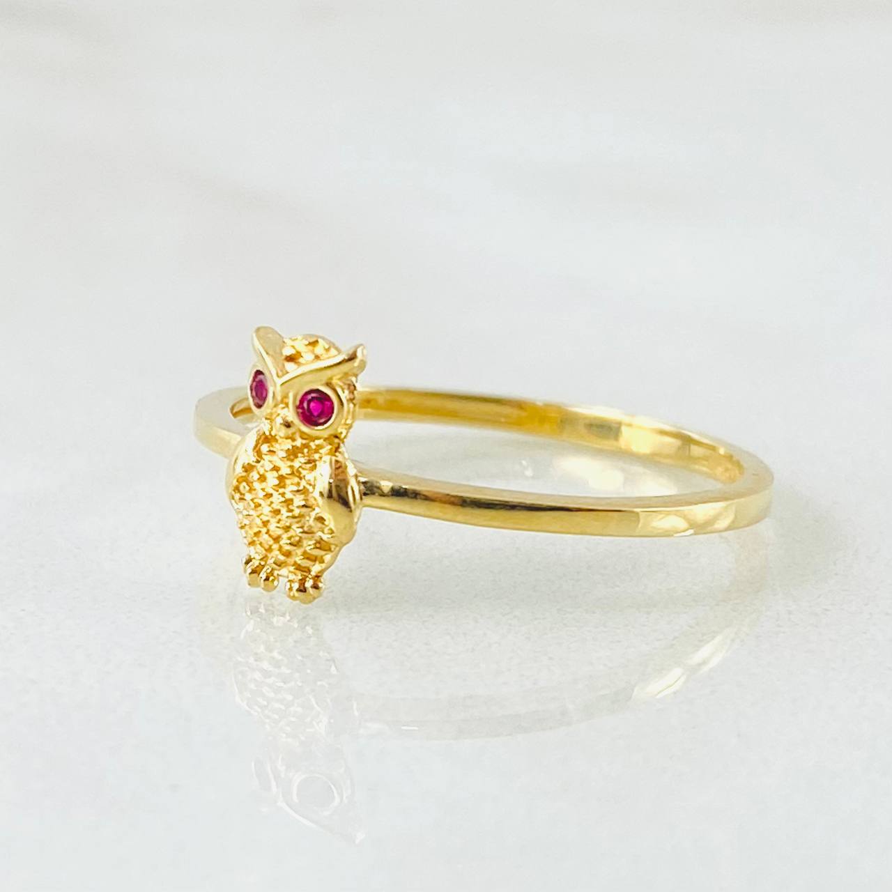 Owl Ring 1.55gr / Size 7 1/4 / 18K Gold