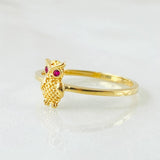 Owl Ring 1.55gr / Size 7 1/4 / 18K Gold