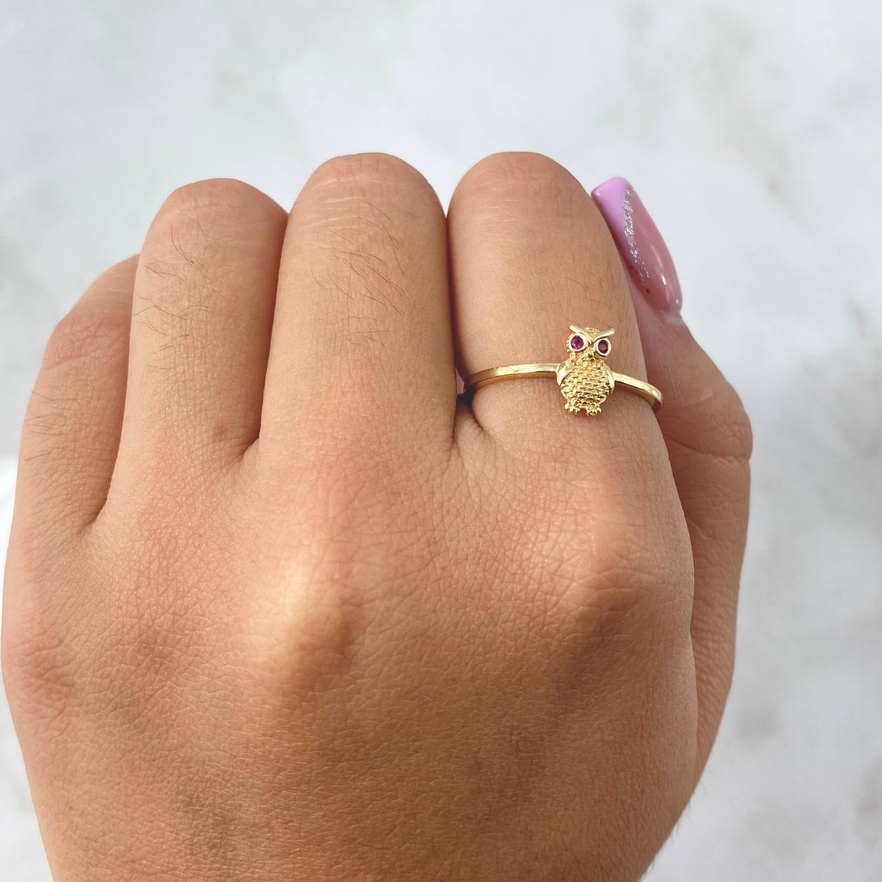 Owl Ring 1.55gr / Size 7 1/4 / 18K Gold