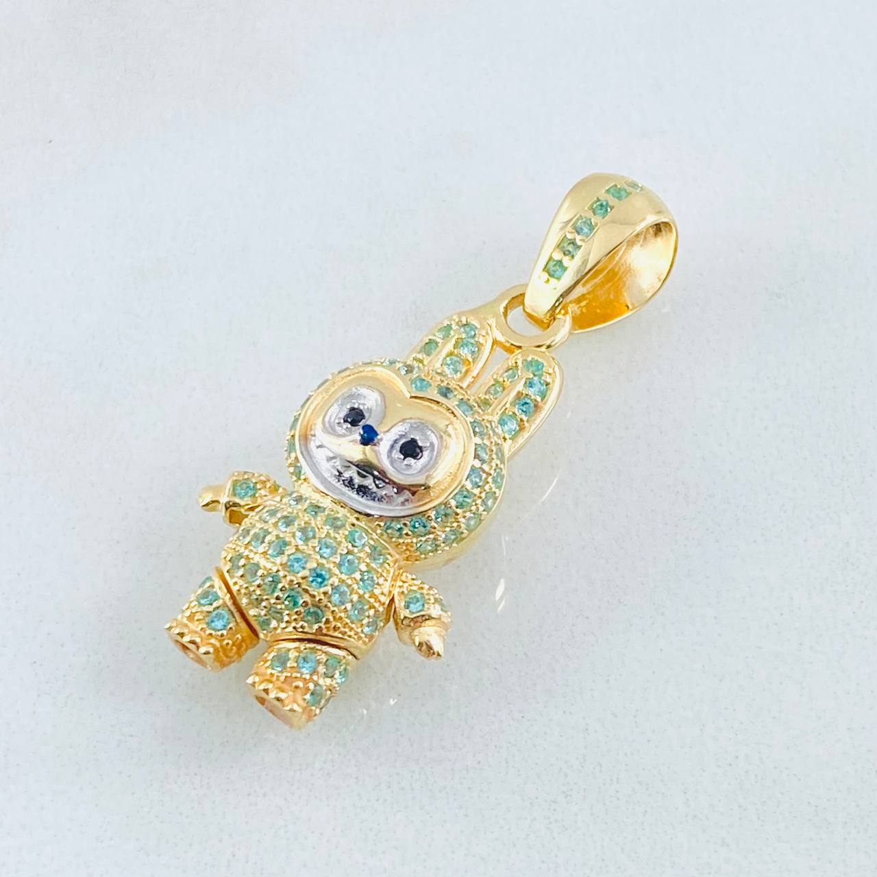 Dije Conejo Sonriente 6.1gr / 1 1/4 in / Dos Oros Amarillo Blanco 18K