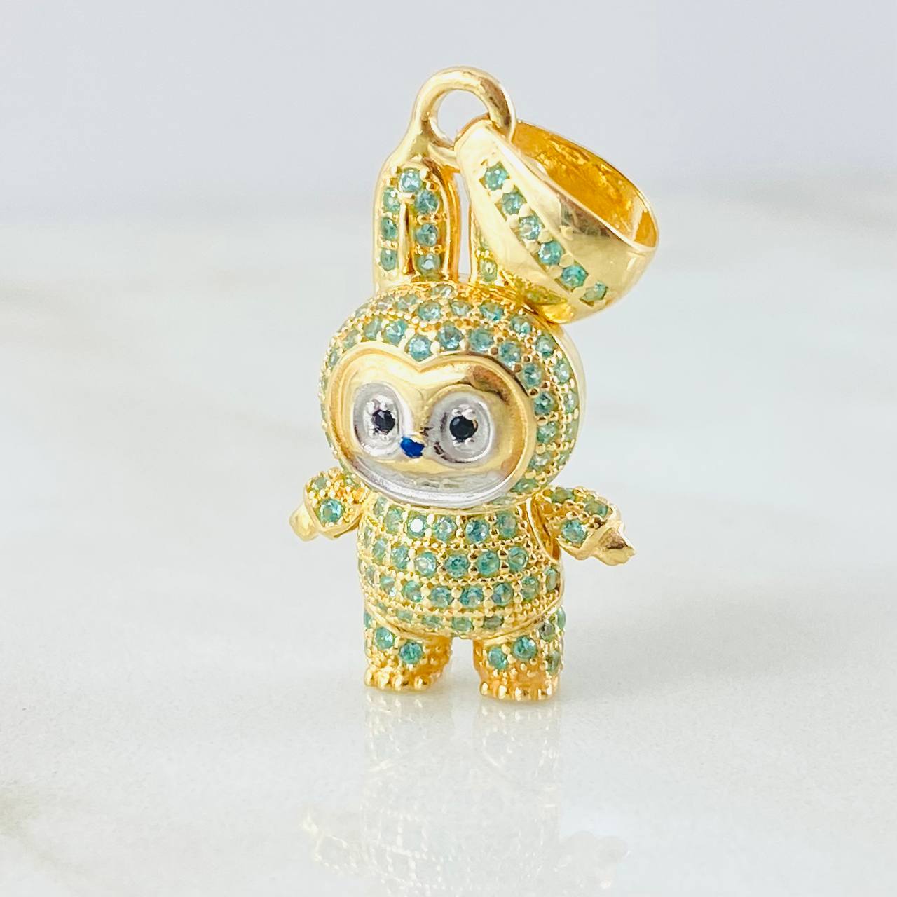 Dije Conejo Sonriente 6.1gr / 1 1/4 in / Dos Oros Amarillo Blanco 18K