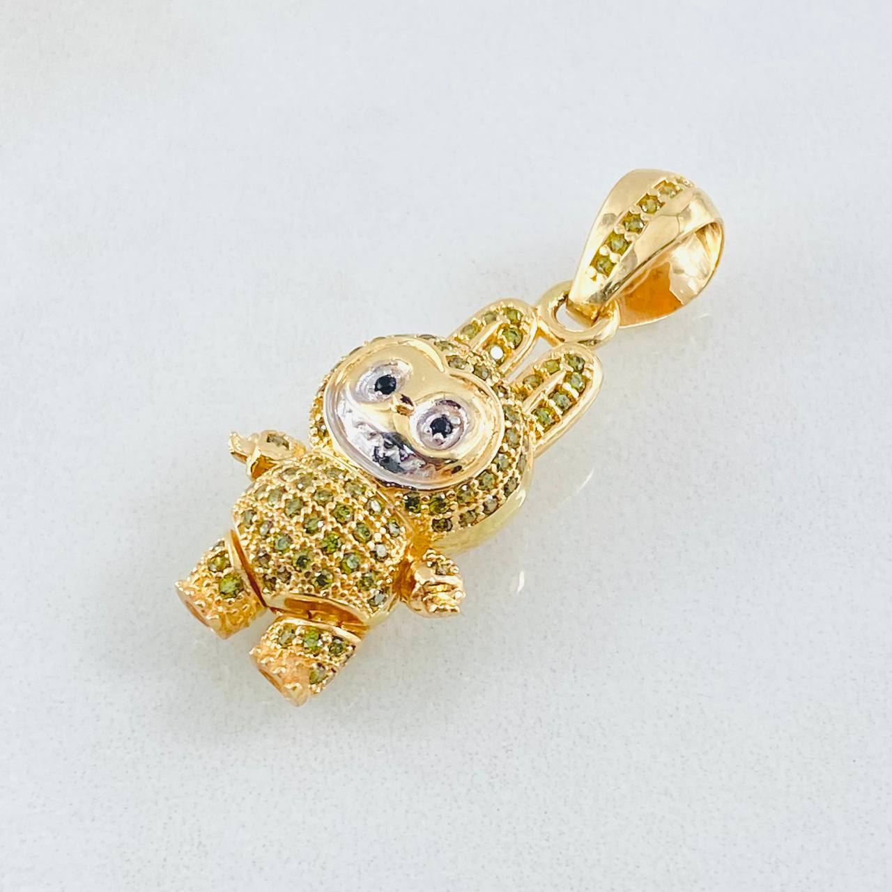 Dije Conejo Sonriente 6.25gr / 1 1/4 in / Dos Oros Amarillo Blanco 18K