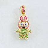 Dije Conejo Sonriente 6.1gr / 1 1/4 in / Dos Oros Amarillo Blanco 18K