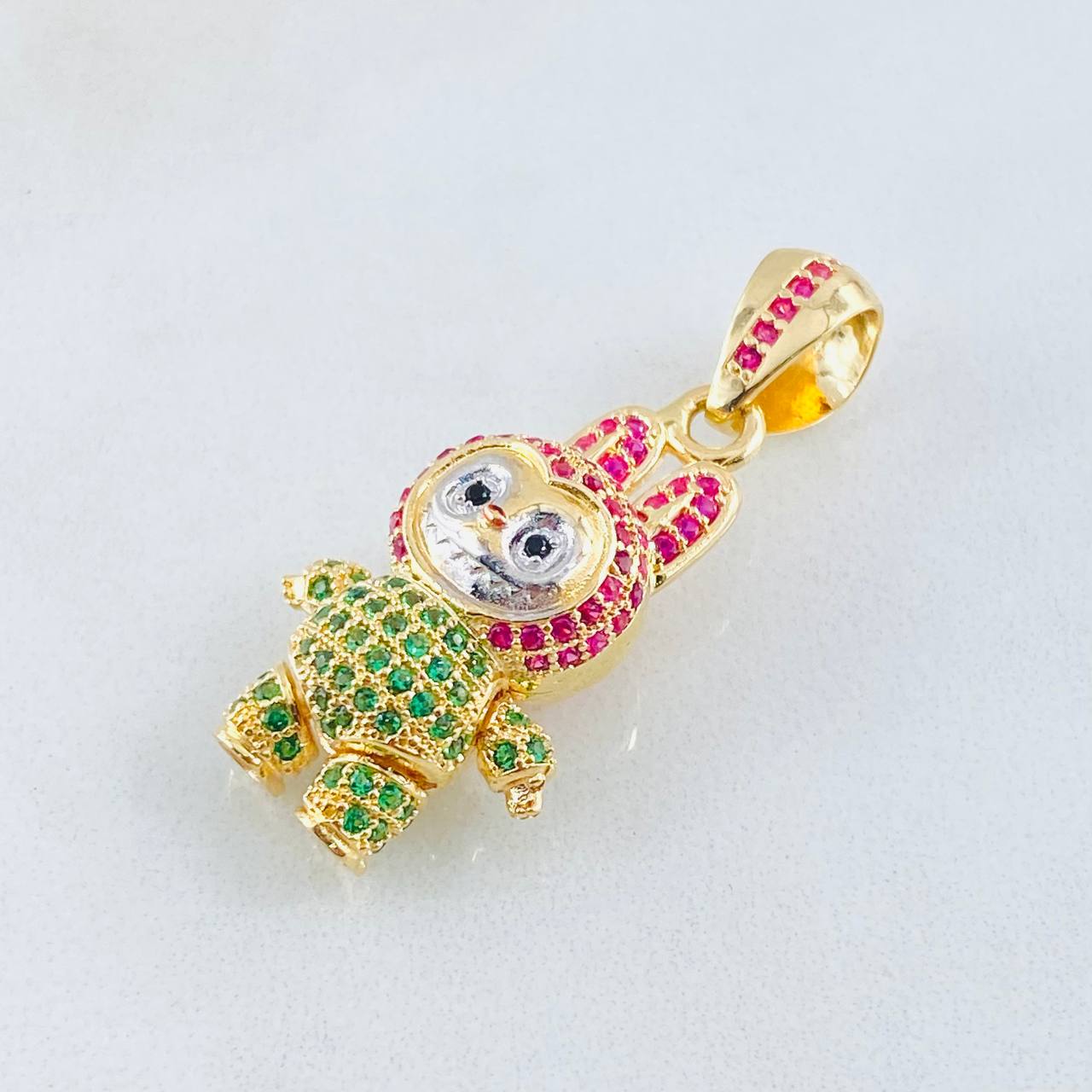 Dije Conejo Sonriente 6.1gr / 1 1/4 in / Dos Oros Amarillo Blanco 18K