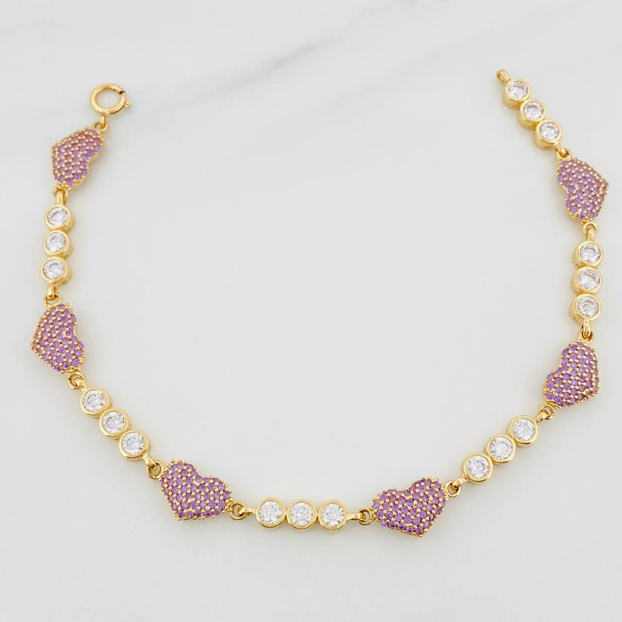 Bracelet Halo Hearts 9.55g / 7 in / 4.3mm Yellow Gold 18K