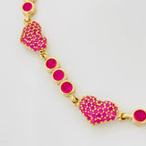 Pulso Halo Corazones 9.1g / 7 in / 4.1mm Oro Amarillo 18K