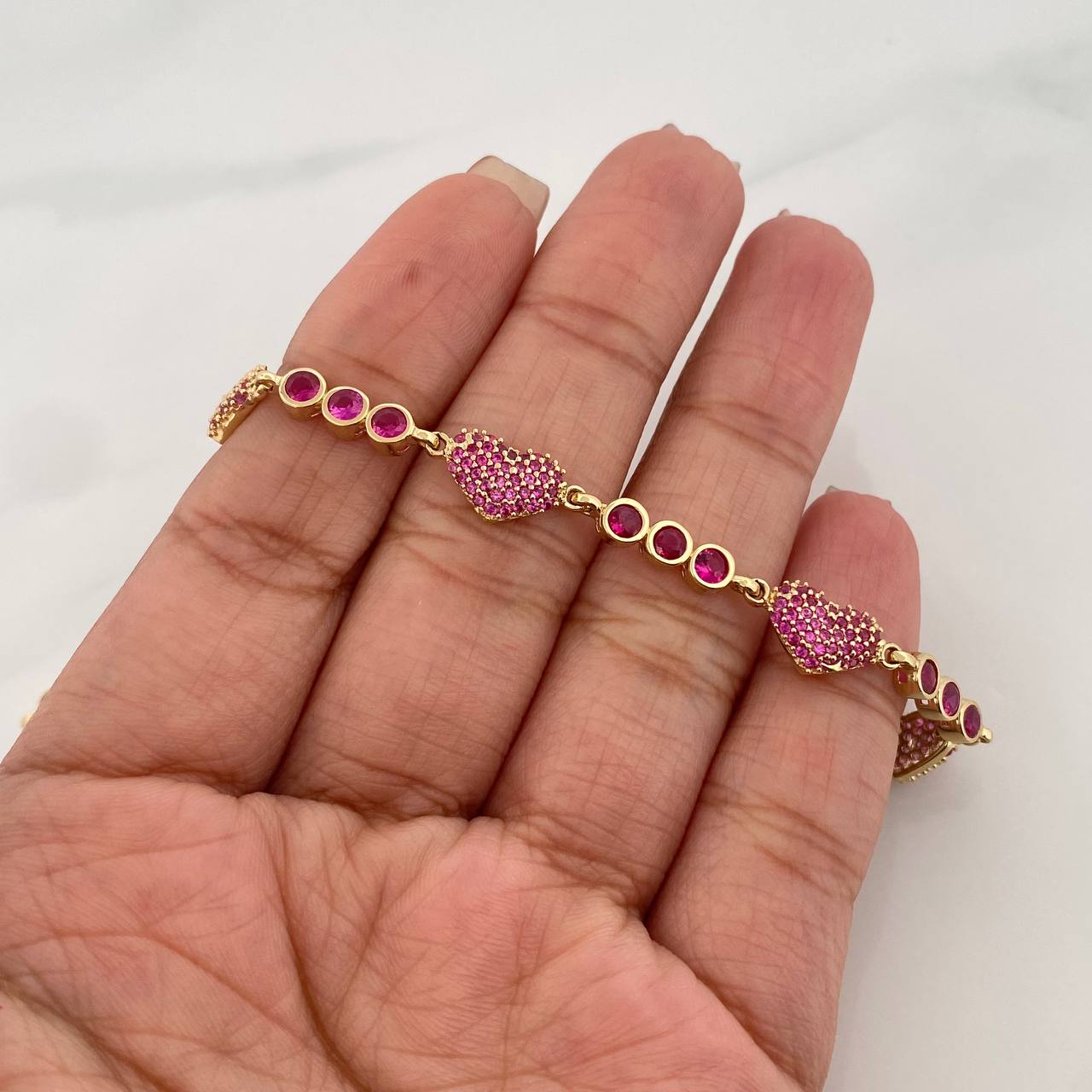 Bracelet Halo Hearts 10.35g / 8 in / 4.1mm Yellow Gold 18K
