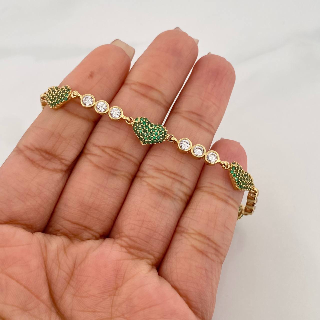 Bracelet Halo Hearts 10.2g / 7 3/4 in / 4.2mm Yellow Gold 18K
