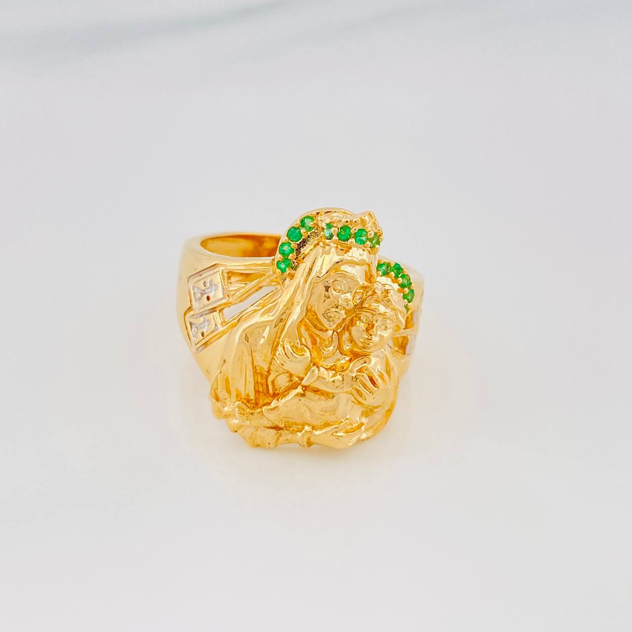 Virgin of Carmen Ring 11.35g / Size 10 1/4 Two-Tone Yellow White Gold 18K
