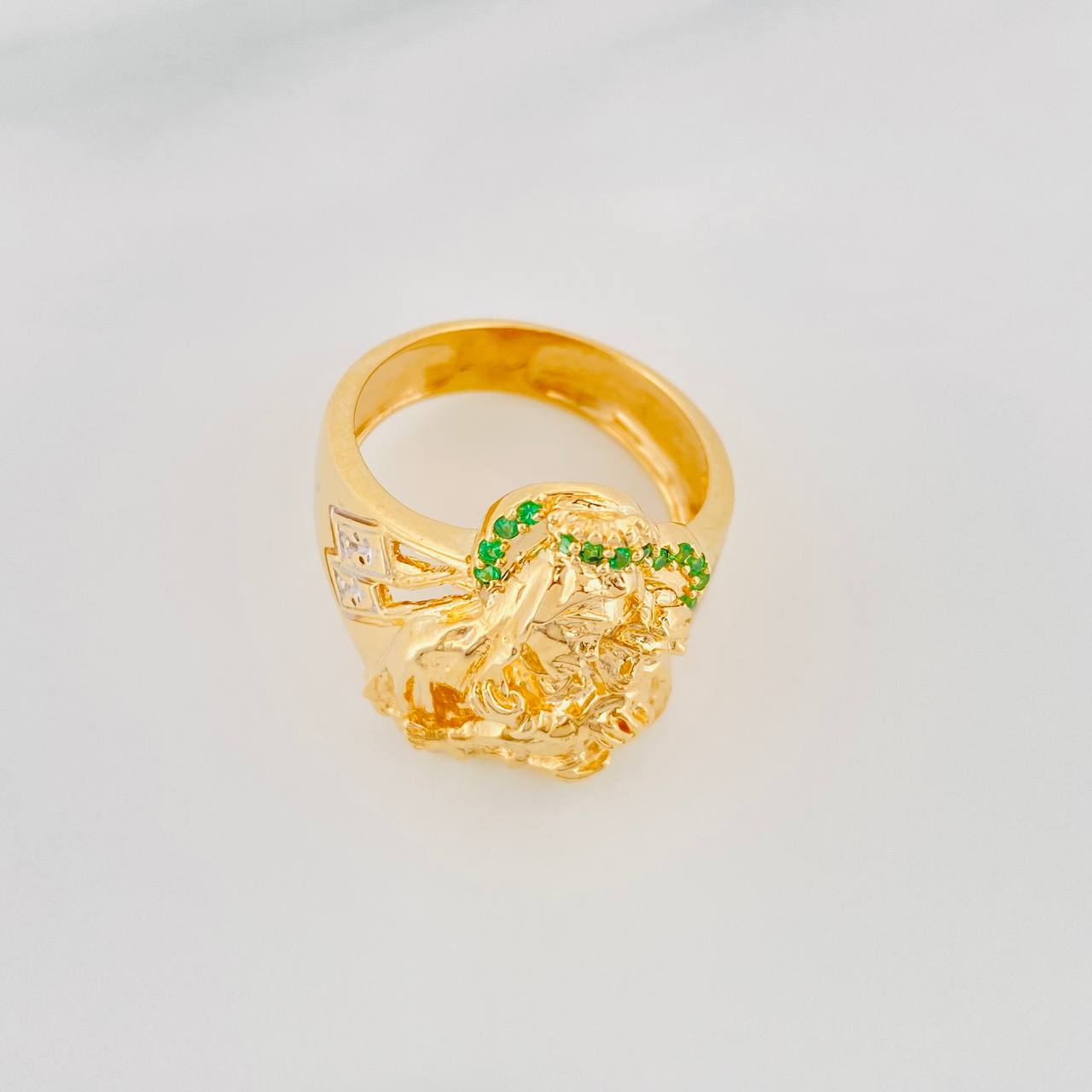 Virgin of Carmen Ring 11.35g / Size 10 1/4 Two-Tone Yellow White Gold 18K