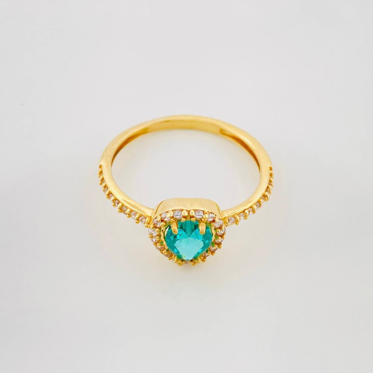 Anillo Halo Corazón 2.45g / T7 1/4 Oro Amarillo 18K