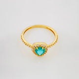 Anillo Halo Corazón 2.45g / T7 1/4 Oro Amarillo 18K