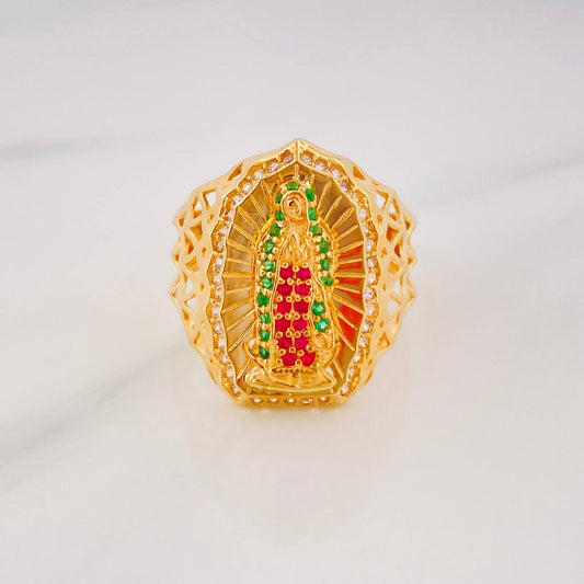 Virgin Guadalupe Ring 4.95g / Size 7 3/4 Yellow Gold 18K