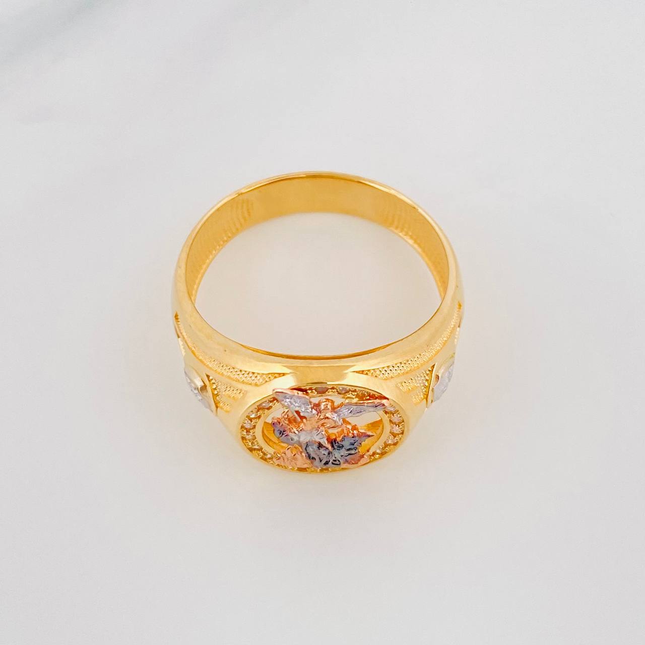 Saint Michael Archangel Ring 6.25g / Size 9 3/4 Three Golds 18K