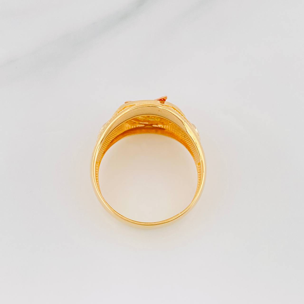 Saint Michael Archangel Ring 6.25g / Size 9 3/4 Three Golds 18K