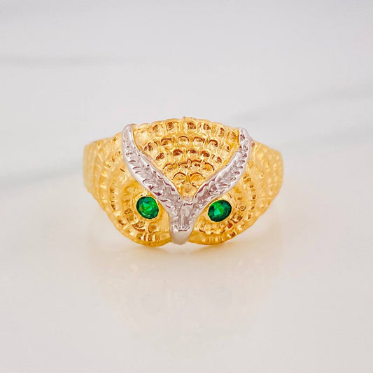 Owl Ring 5.15g / T9 Two-Tone Yellow White Gold 18K