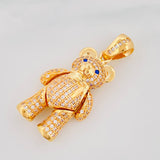 Pendant Articulated Bear with Scarf 8.85g / 1 1/2 in 18K Yellow Gold