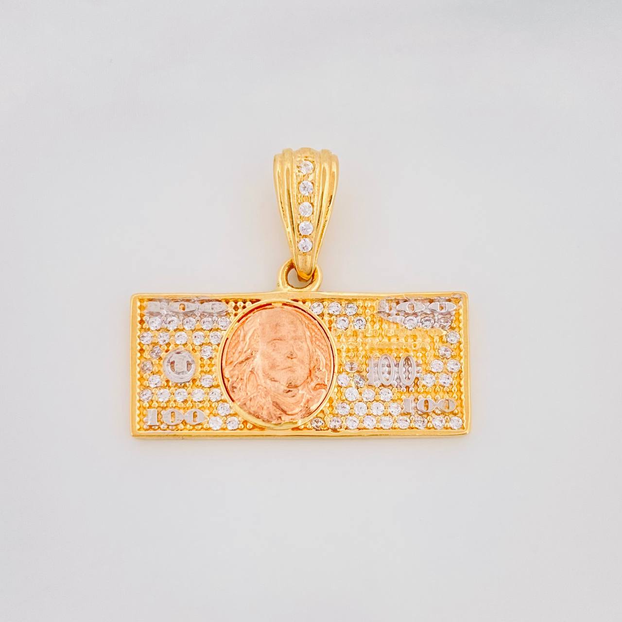 Pendant Dollar Bill 3.65g / 3/4 in Three Golds 18K