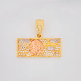 Pendant Dollar Bill 3.65g / 3/4 in Three Golds 18K