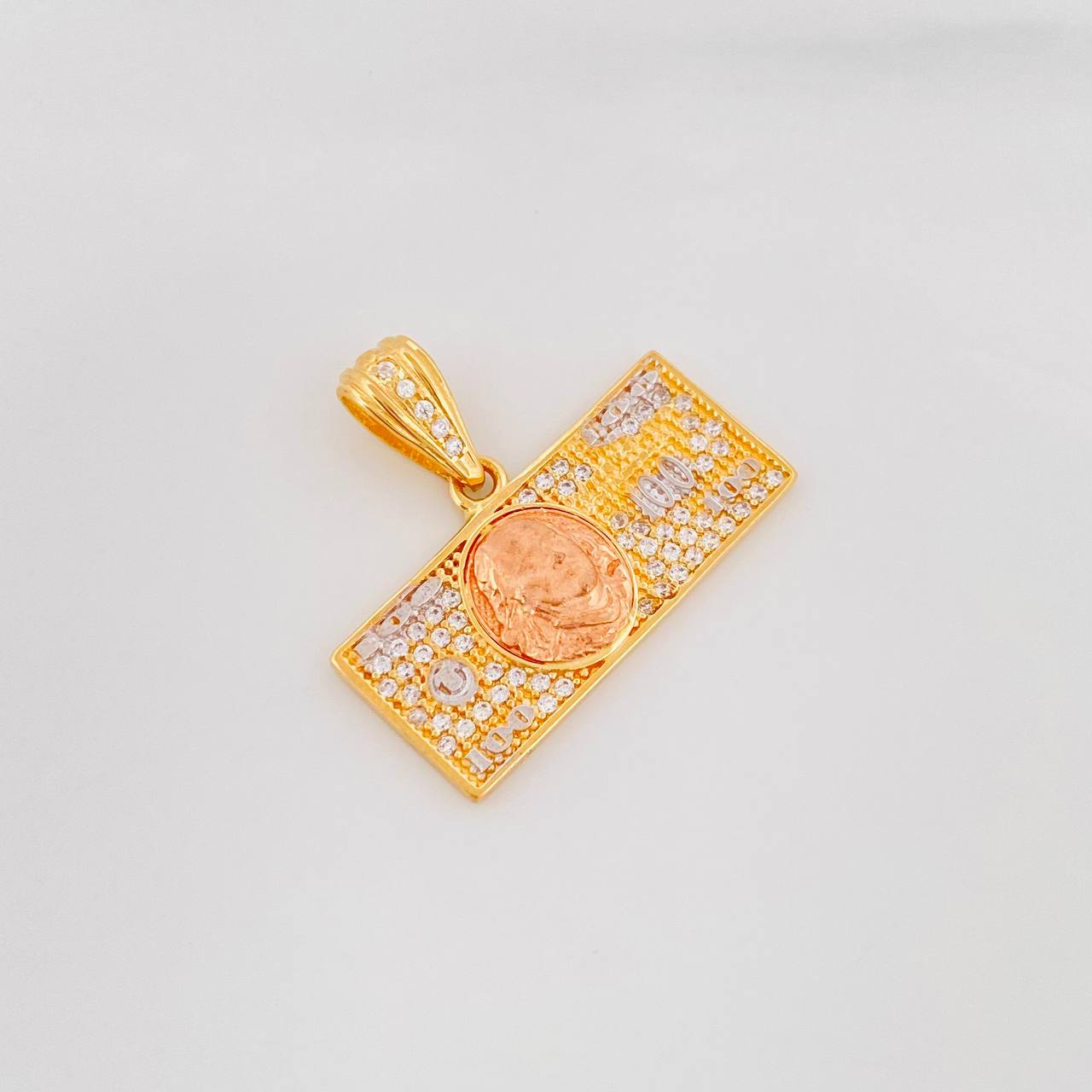 Pendant Dollar Bill 3.65g / 3/4 in Three Golds 18K