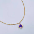 Classic Link Chain Clover 2.4gr / 42.5cm / 1.2mm Electrostatic Black Purple 18K Yellow Gold &