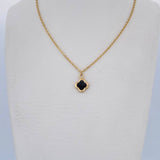 Classic Link Chain Clover 2.4gr / 42.5cm / 1.2mm Electrostatic Black Purple 18K Yellow Gold &