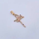 Dije Cruz Fe 1.45gr / 3.7cm / Circones Colores Oro Amarillo 18K &